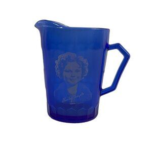 Vintage Shirley Temple Blue Glass Pour Cup